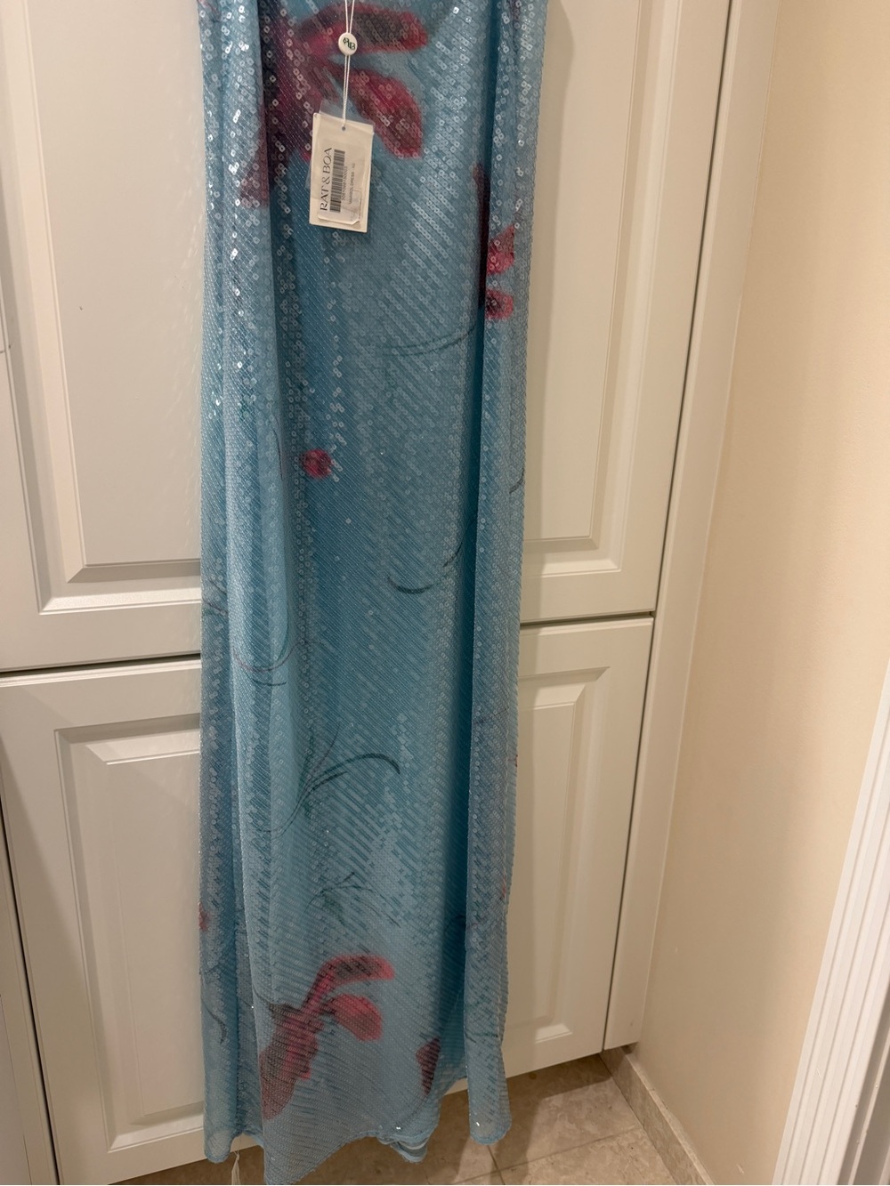 Rat & Boa Sky Blue Sequin Floral Maxi Dress